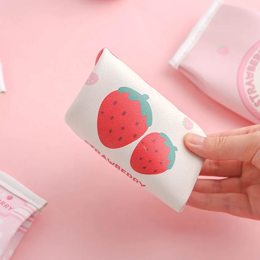 Strawberry Milk Shape Pencil Case – Cute PU Stationery Bag