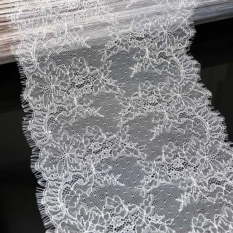 White Eyelash Lace Fabric Trim 26cm – 3 Meters Wedding Dress