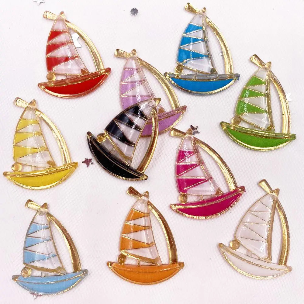 Resin Sailboat Flatback Rhinestone Figurines – DIY Craft Decor