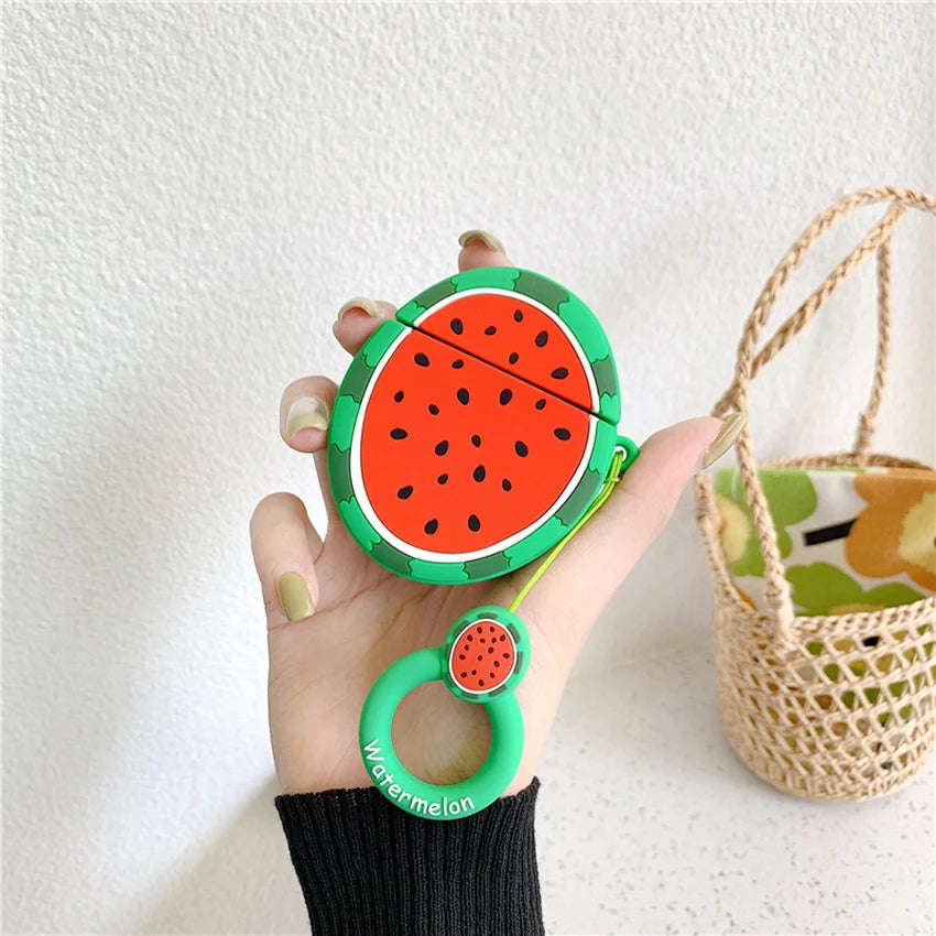Silicone Fruit AirPods 1/2 Case – Cute Pear & Peach Cover