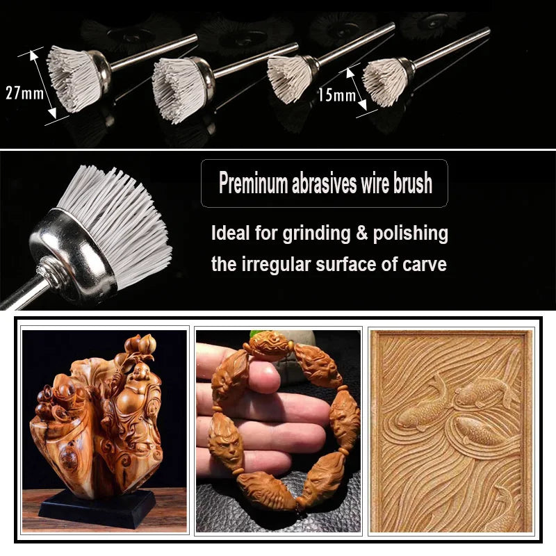 5-Piece Nylon Abrasive Polishing Brush Set – Wood & Metal