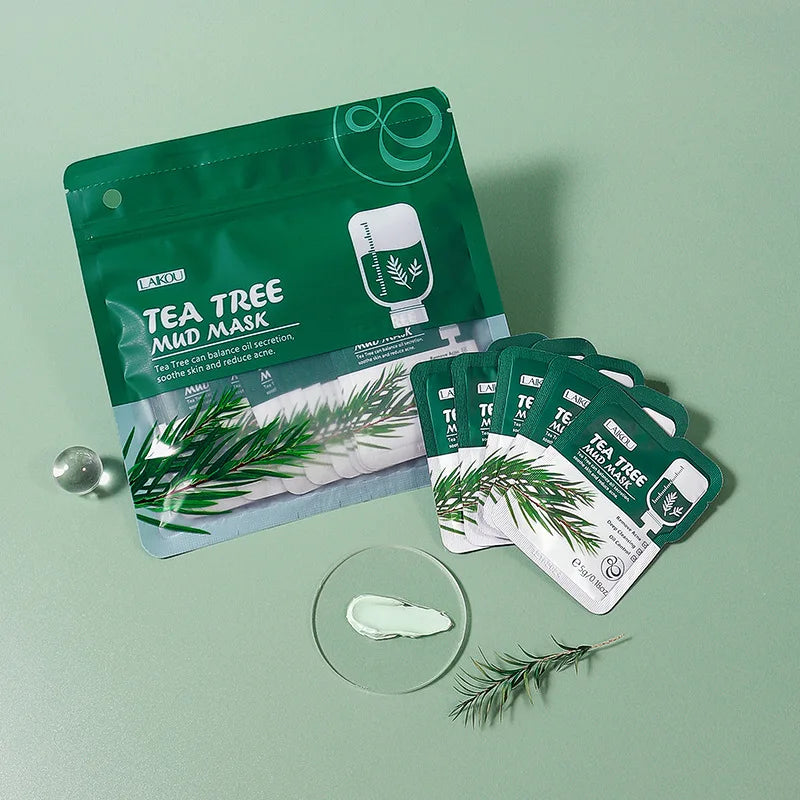 LAIKOU Tea Tree Clay Mud Mask – Deep Cleansing 12 Sachets
