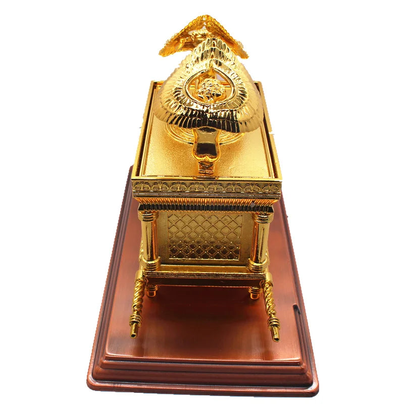 Gold-Plated Ark of the Covenant Metal Sculpture | Christian Décor