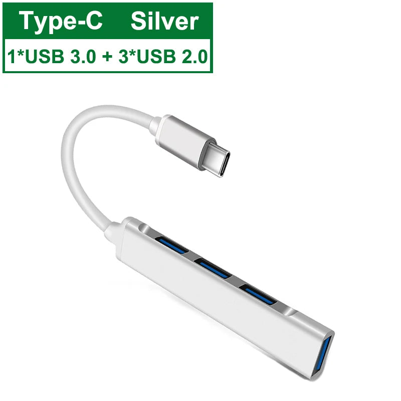 USB-C 4-Port Hub Adapter OTG – MacBook, Xiaomi & Lenovo