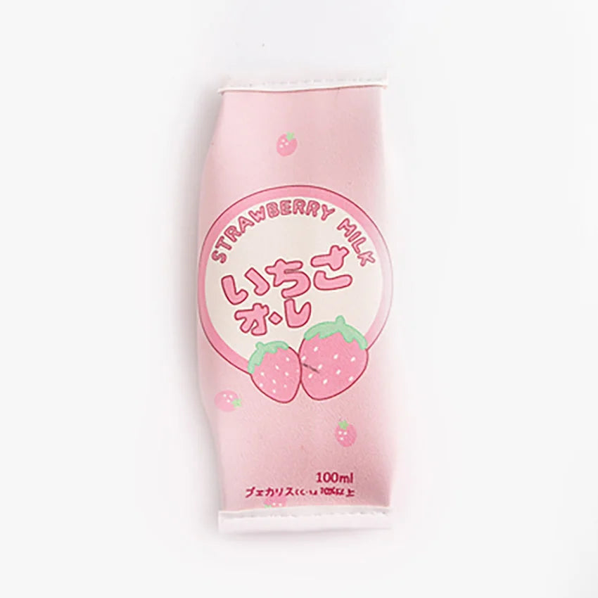 Strawberry Milk Shape Pencil Case – Cute PU Stationery Bag