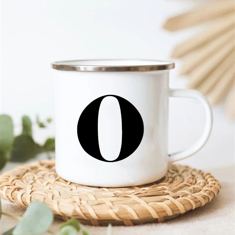 Letter Print Enamel Mug – Coffee Tea Cup Gift for Kids