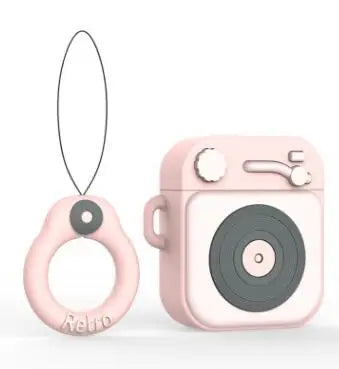 Retro Phonograph AirPods Case – Shockproof Silicone Cover