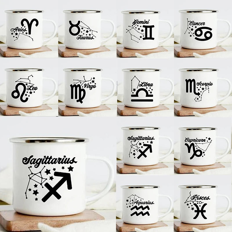 Zodiac Constellation Enamel Mug – 360ml Coffee & Tea Cup