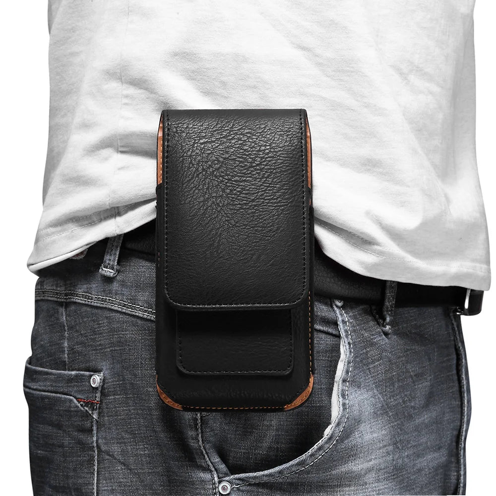 Universal Leather Belt Clip Phone Pouch Holster 3.5–6.3"