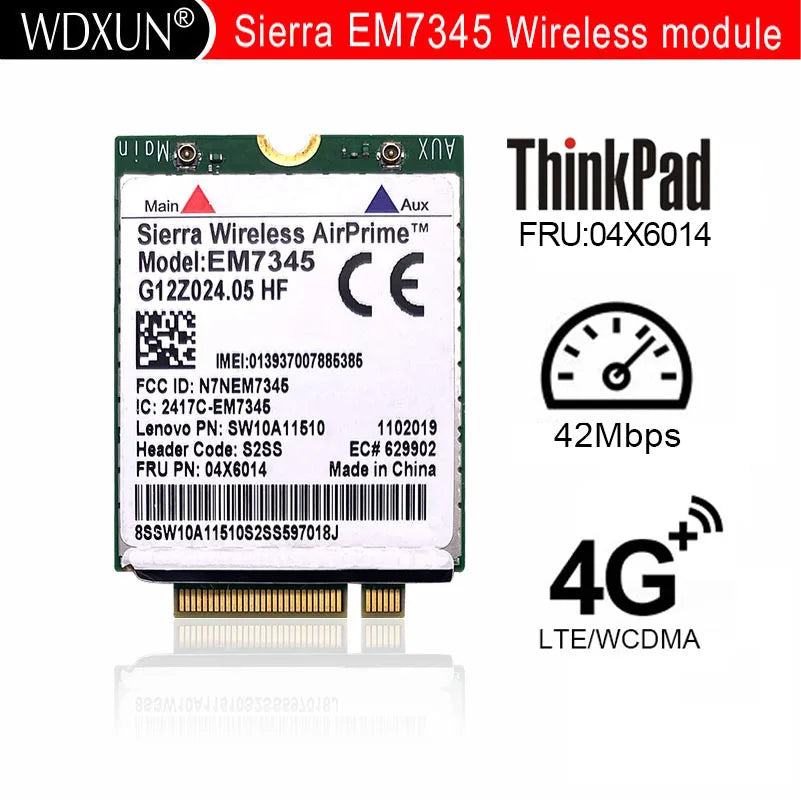 Sierra Wireless EM7345 GOBI5000 4G LTE M.2 NGFF WWAN Module
