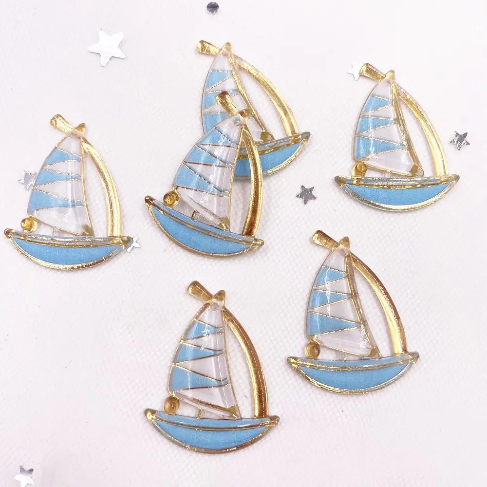 Resin Sailboat Flatback Rhinestone Figurines – DIY Craft Decor