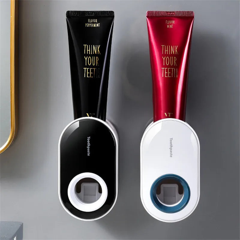 Wall Mount Automatic Toothpaste Dispenser & Toothbrush Holder