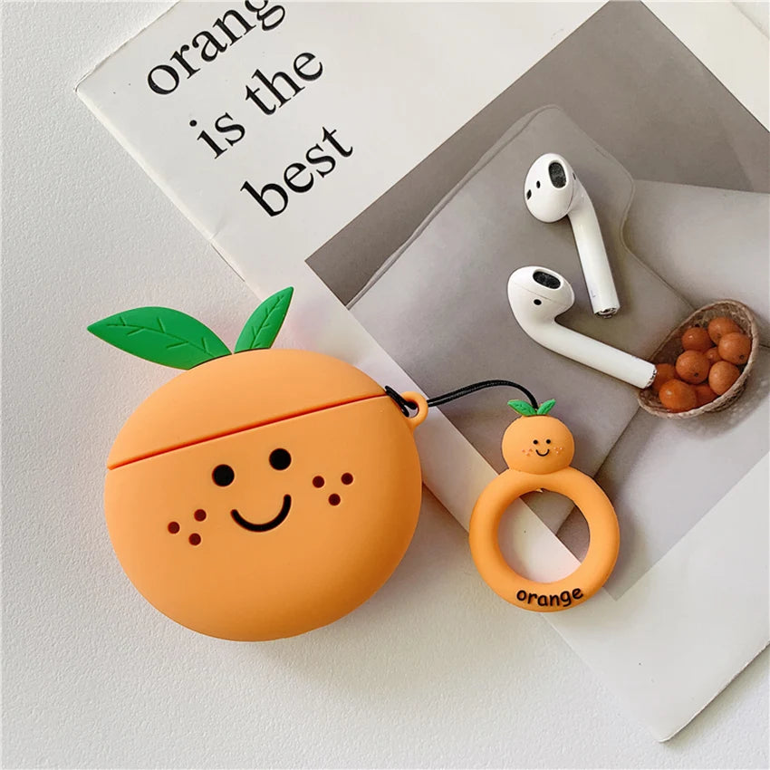 Silicone Fruit AirPods 1/2 Case – Cute Pear & Peach Cover
