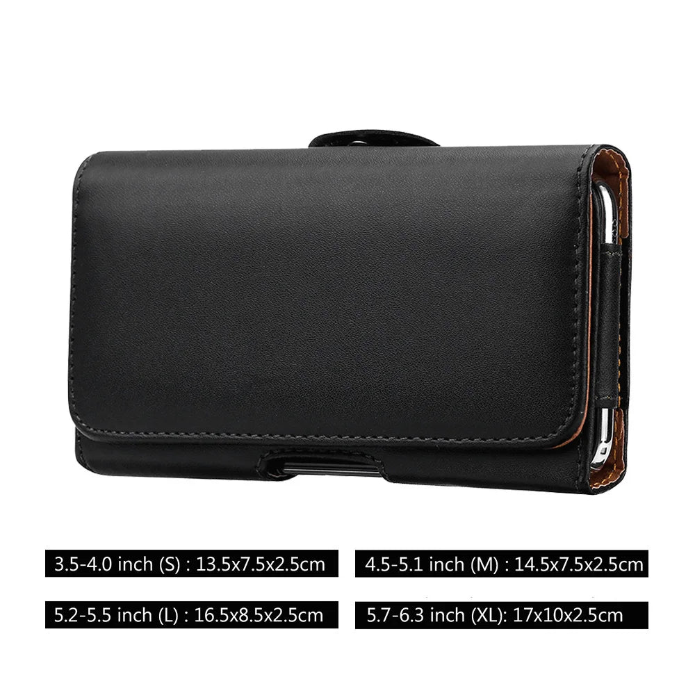 Universal PU Leather Belt Clip Phone Holster Pouch 3.5–6.3"