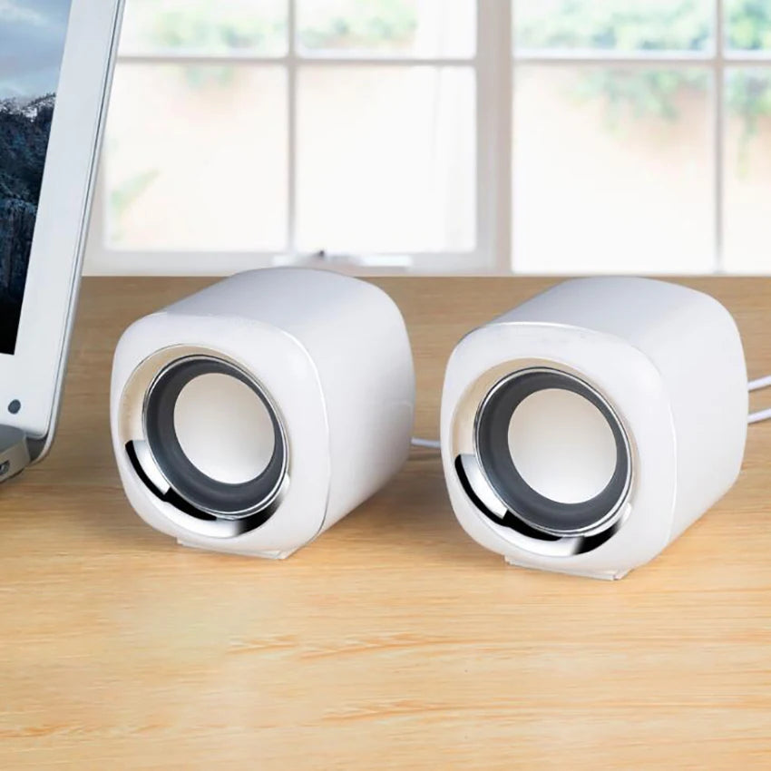 USB Wired PC Stereo Speakers – 3.5mm Input, Metal Cabinet