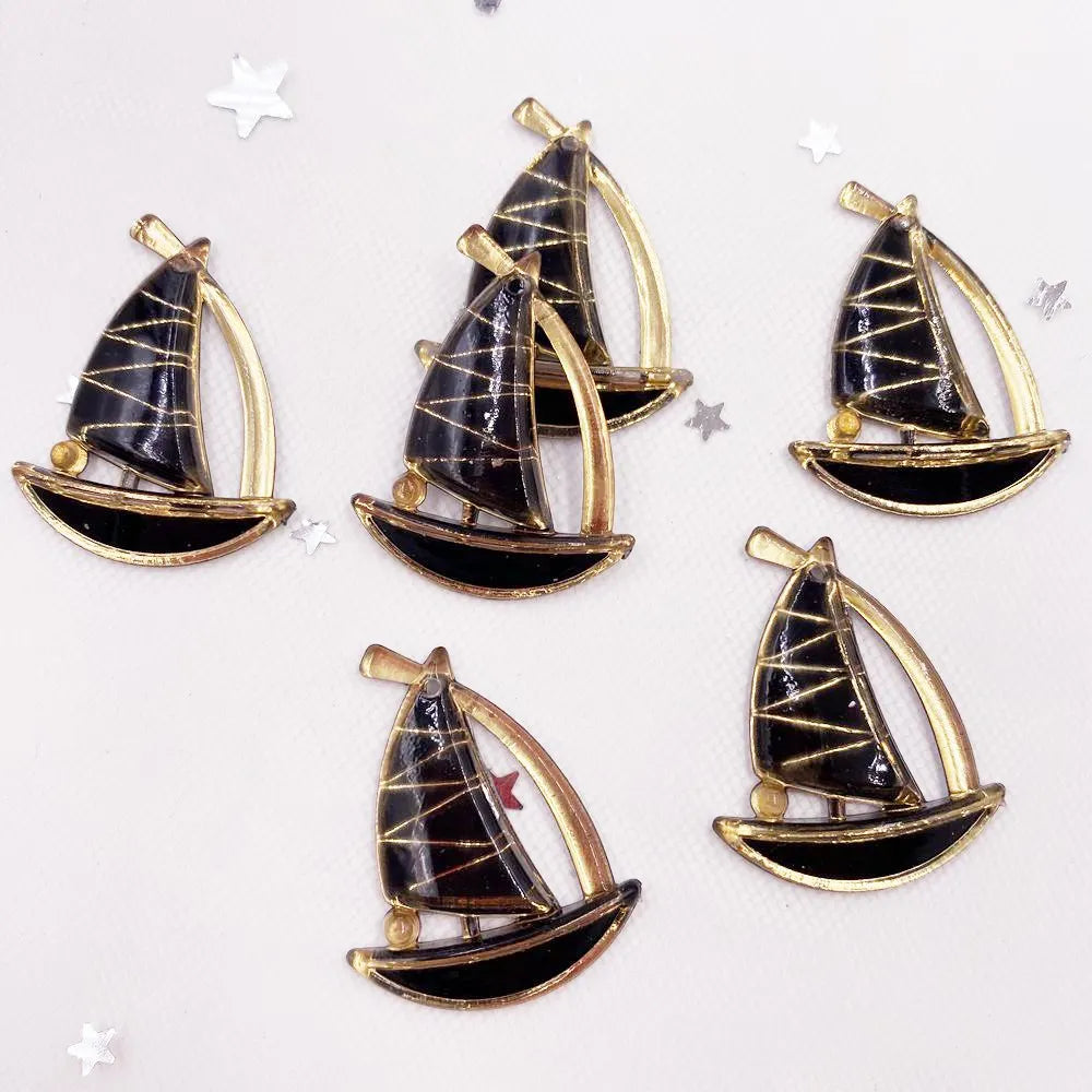 Resin Sailboat Flatback Rhinestone Figurines – DIY Craft Decor