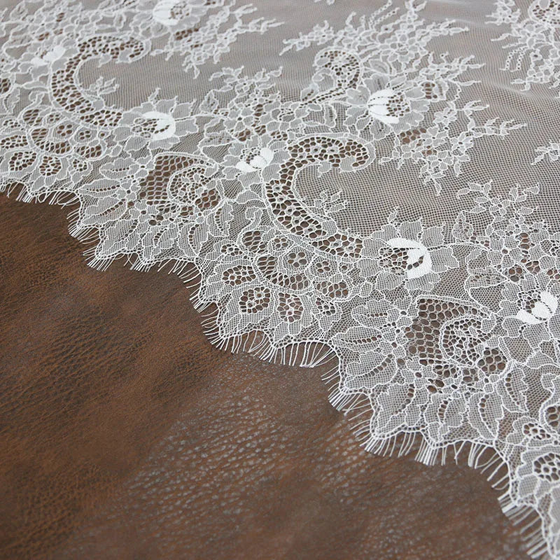 Floral Embroidered Eyelash Lace Ribbon 60cm Wide – 3 Meters