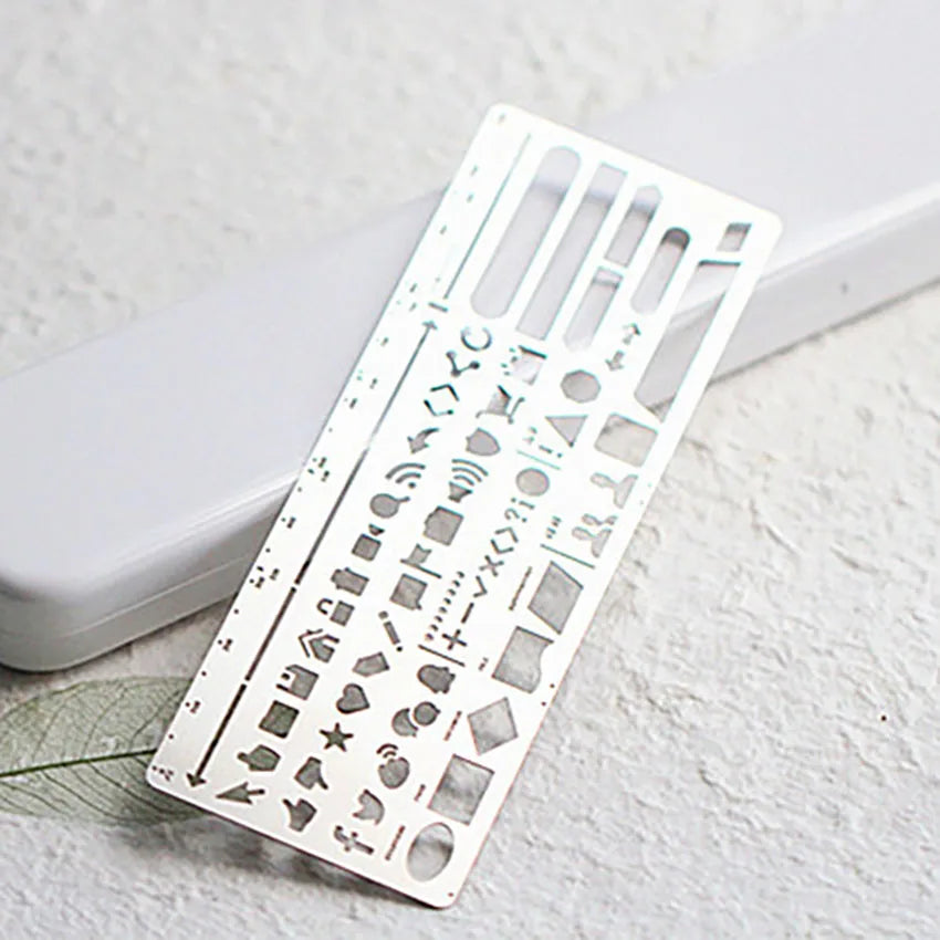 Stainless Steel Geometric Drawing Template Ruler – Multi-Pattern