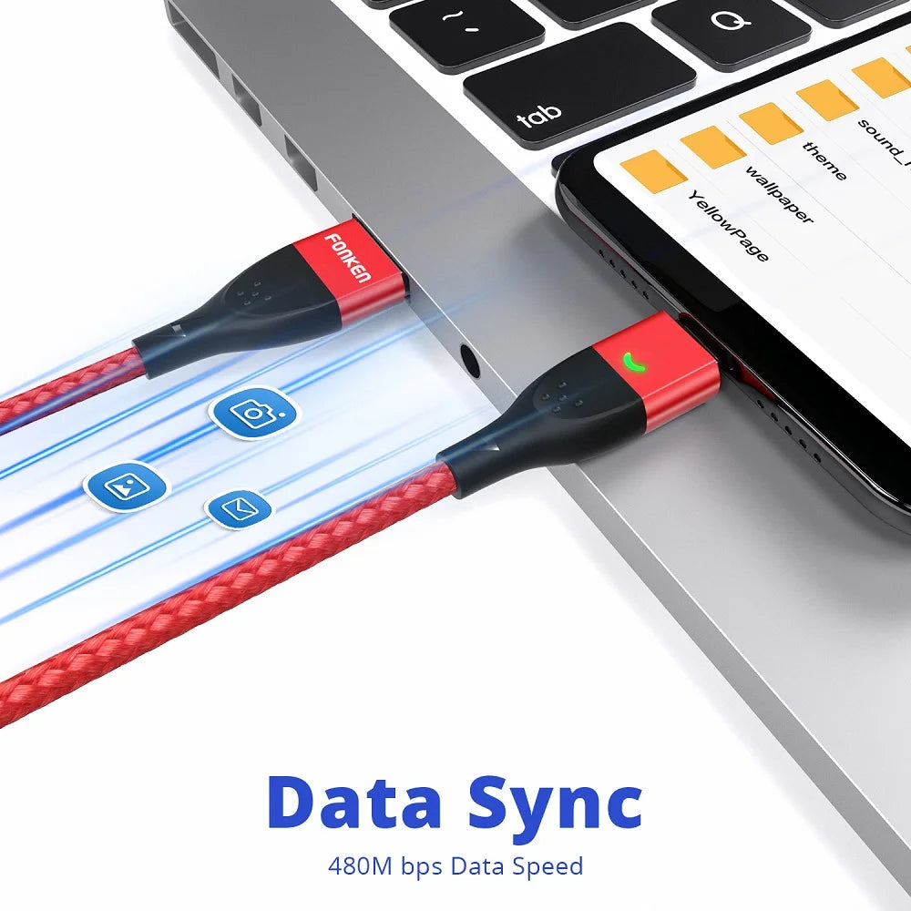 FONKEN Magnetic USB-C & Micro USB Cable – 3A Fast Charge