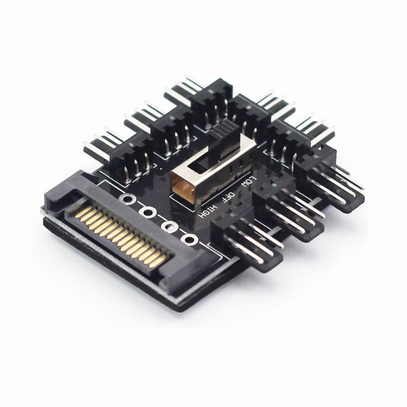 1-to-8 PWM Fan Hub SATA Molex Splitter 12V Speed Controller