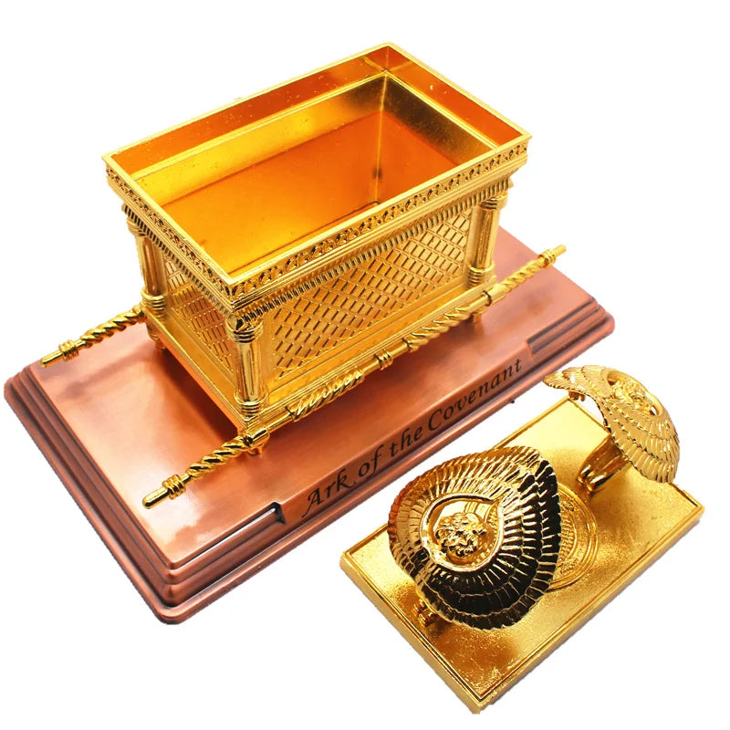 Gold-Plated Ark of the Covenant Metal Sculpture | Christian Décor