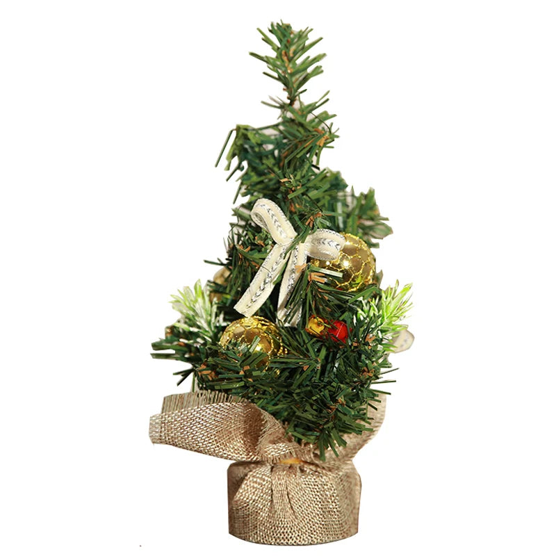 Mini Christmas Tree Gold Bow Holiday Decoration | 12×20cm