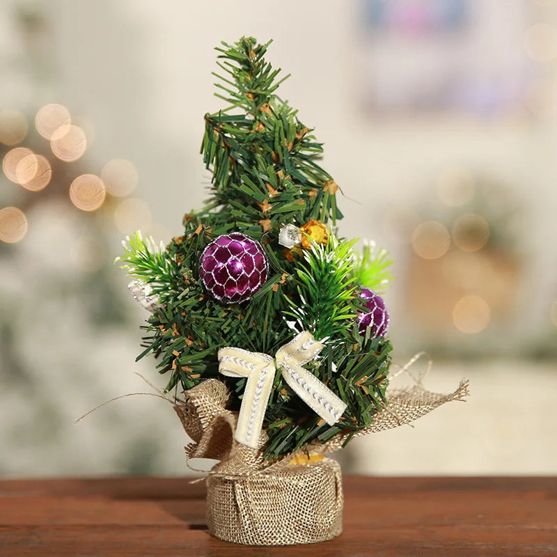 Mini Christmas Tree Gold Bow Holiday Decoration | 12×20cm