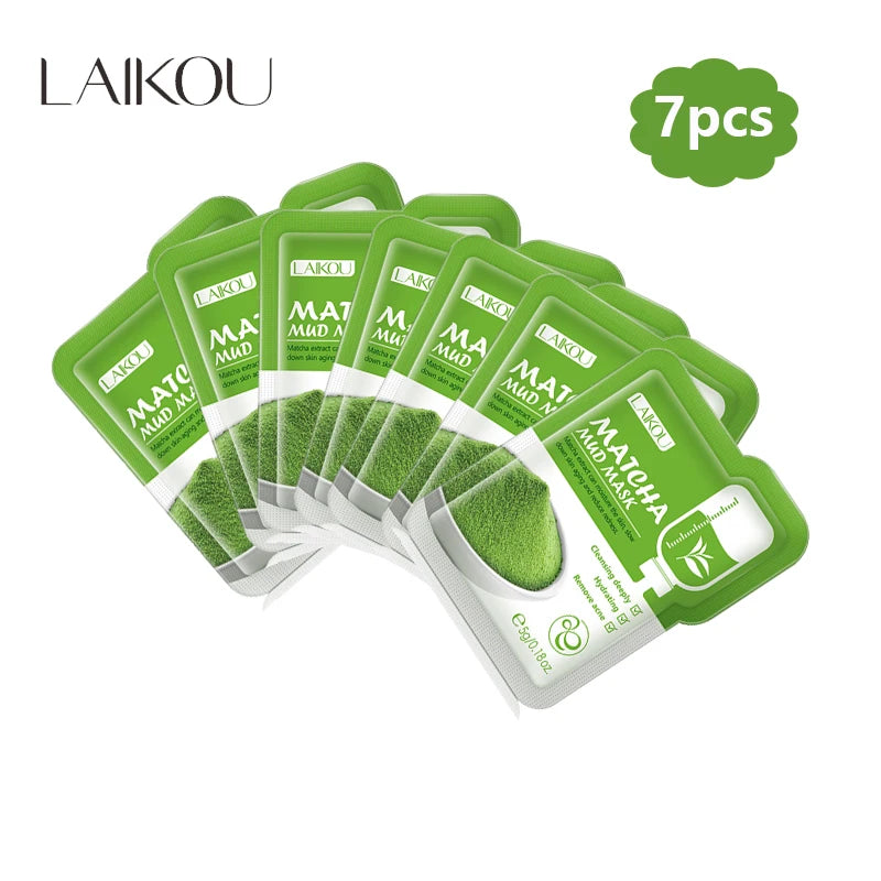 LAIKOU Matcha Green Clay Mud Face Mask 7-Pack Night Treatment