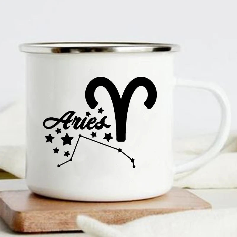 Zodiac Constellation Enamel Mug – 360ml Coffee & Tea Cup