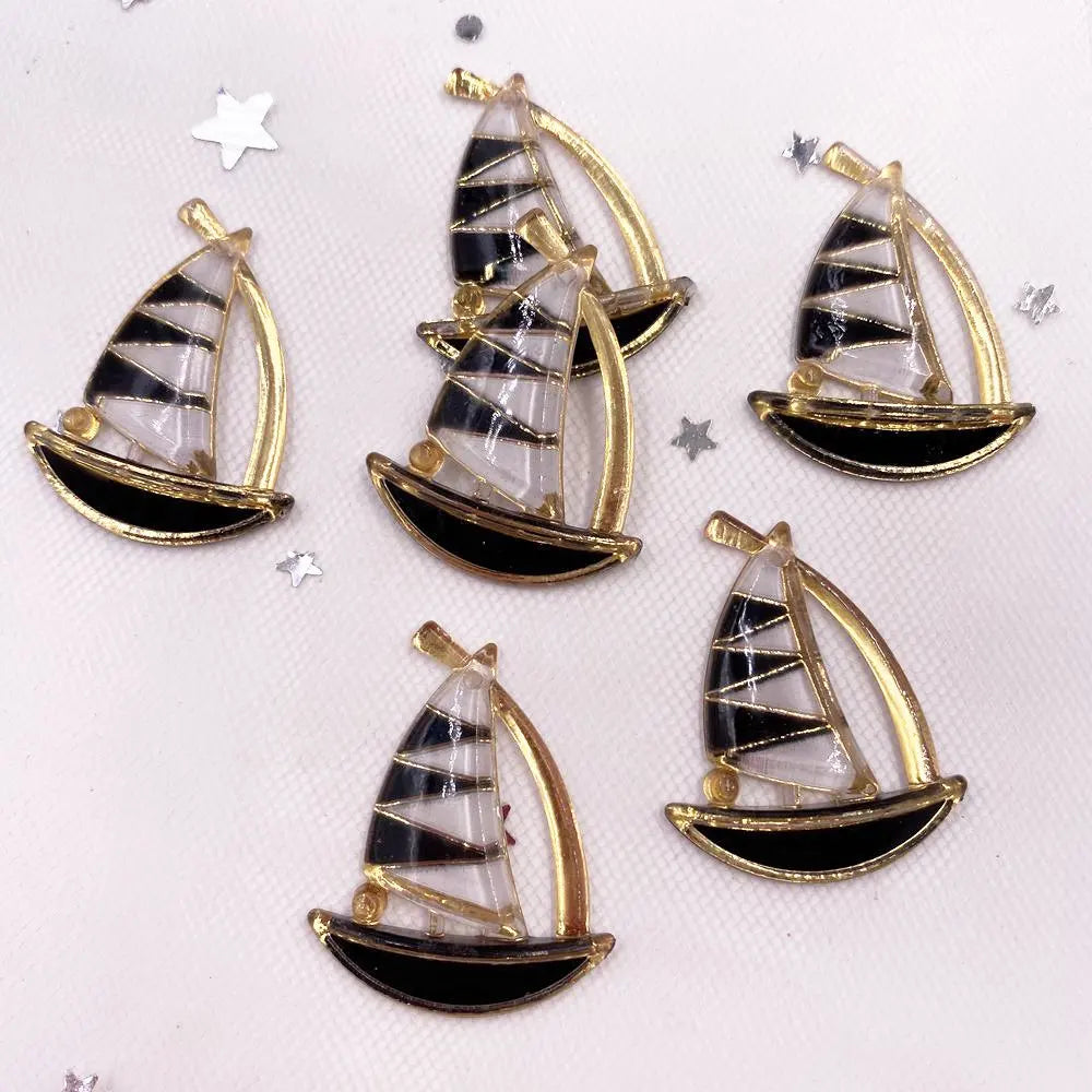 Resin Sailboat Flatback Rhinestone Figurines – DIY Craft Decor
