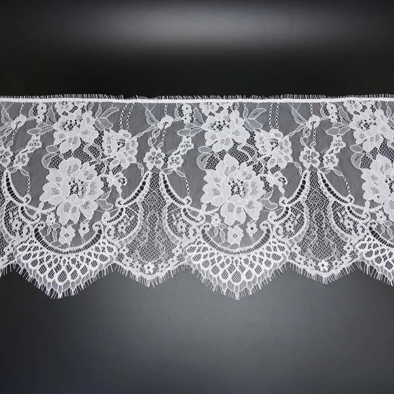 White Eyelash Lace Trim 27cm – 3 Meters Wedding Fabric