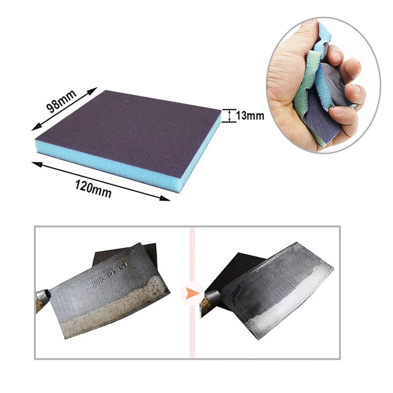 Double-Sided Sponge Sanding Block P60–P220 Wet & Dry Grinding