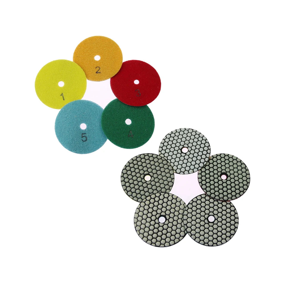 5-Pc 4" Dry Diamond Polishing Pads + M14 Holder | Marble & Stone