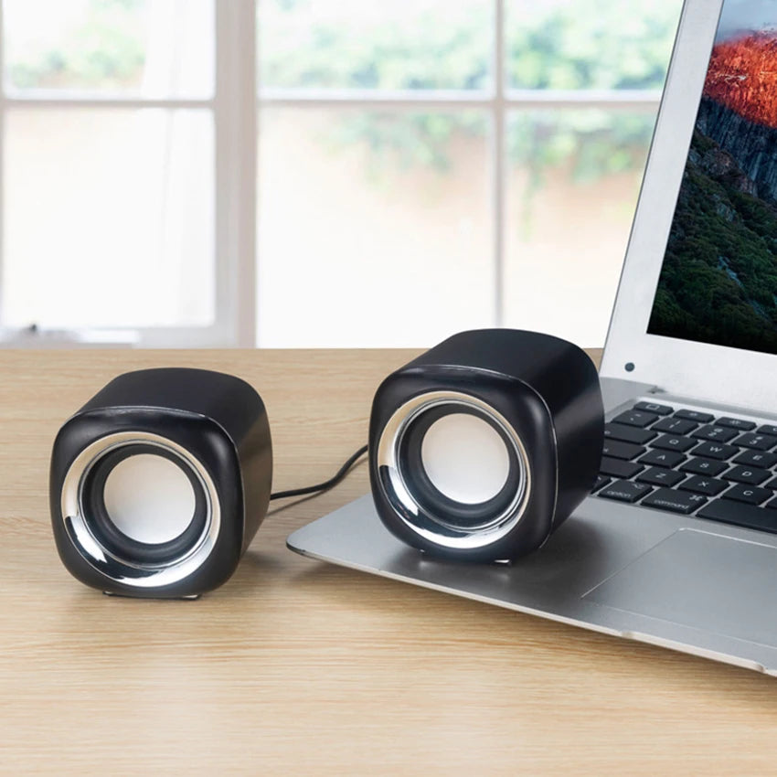USB Wired PC Stereo Speakers – 3.5mm Input, Metal Cabinet