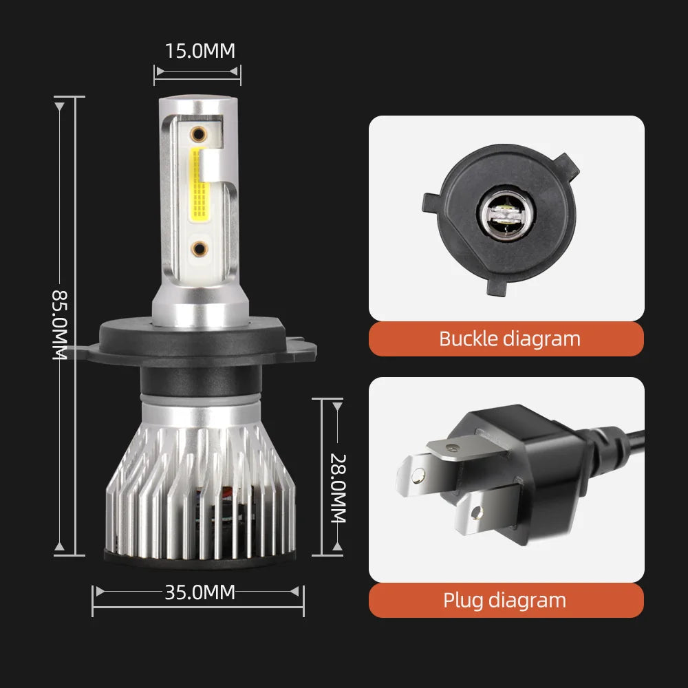 Pampsee H4 H7 H11 LED Headlight Bulbs 18000LM COB 80W