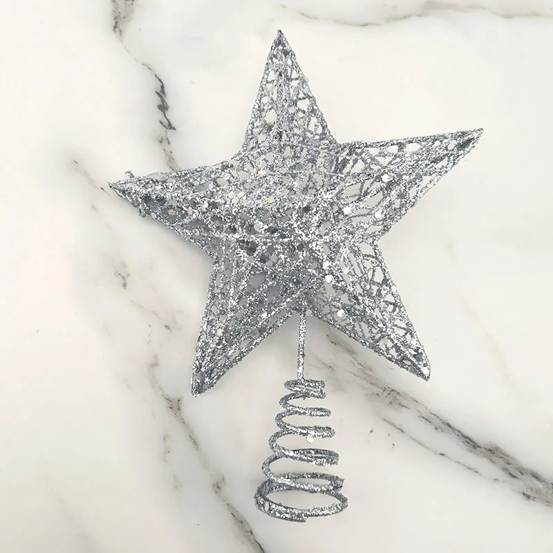Gold Glitter Iron Star Christmas Tree Topper 15×20cm