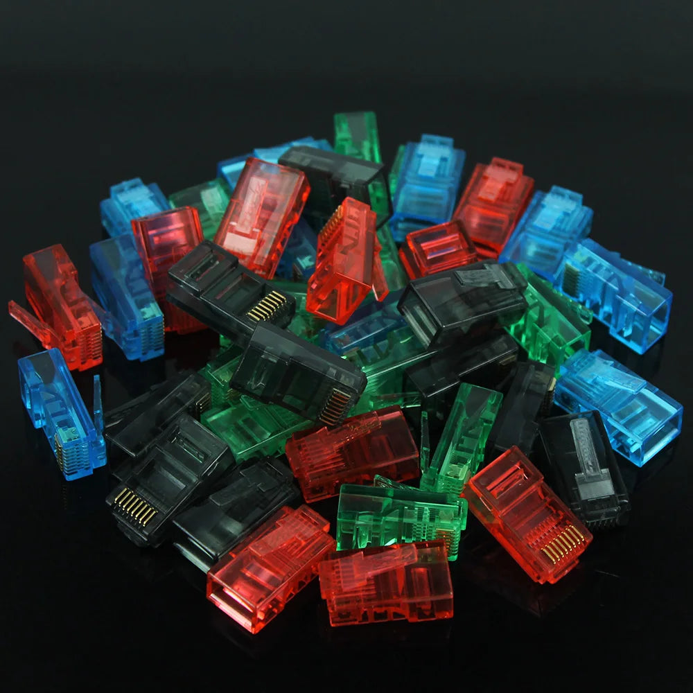 RJ45 Gold-Plated Network Connectors Cat5/Cat5e – 50 or 100 Pack
