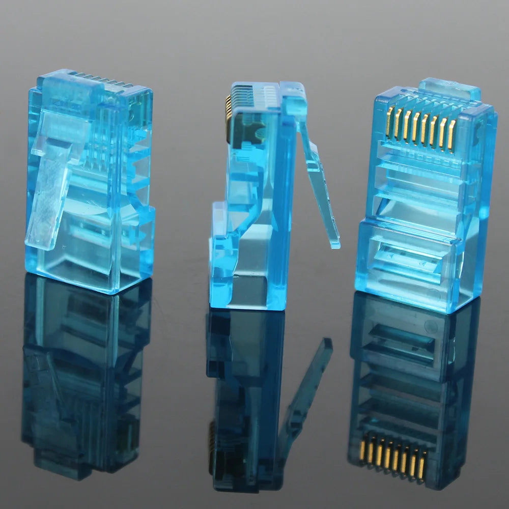 RJ45 Gold-Plated Network Connectors Cat5/Cat5e – 50 or 100 Pack
