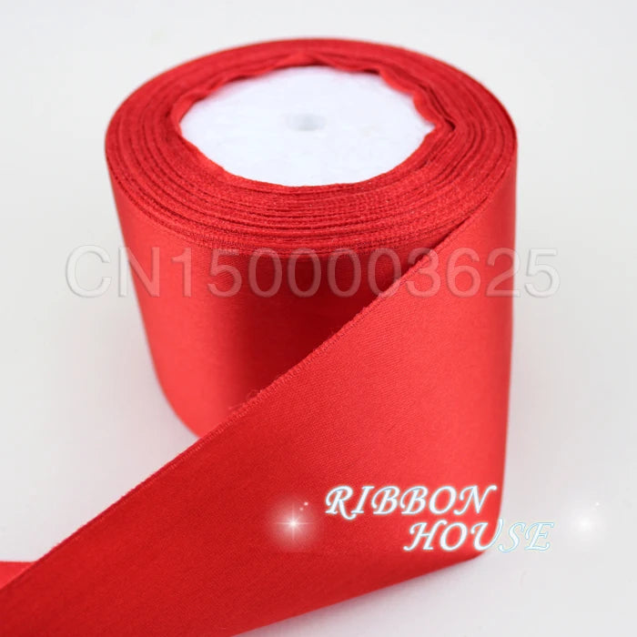 Red Satin Ribbon 3" Wide 25 Yards – Single Face Gift & Craft