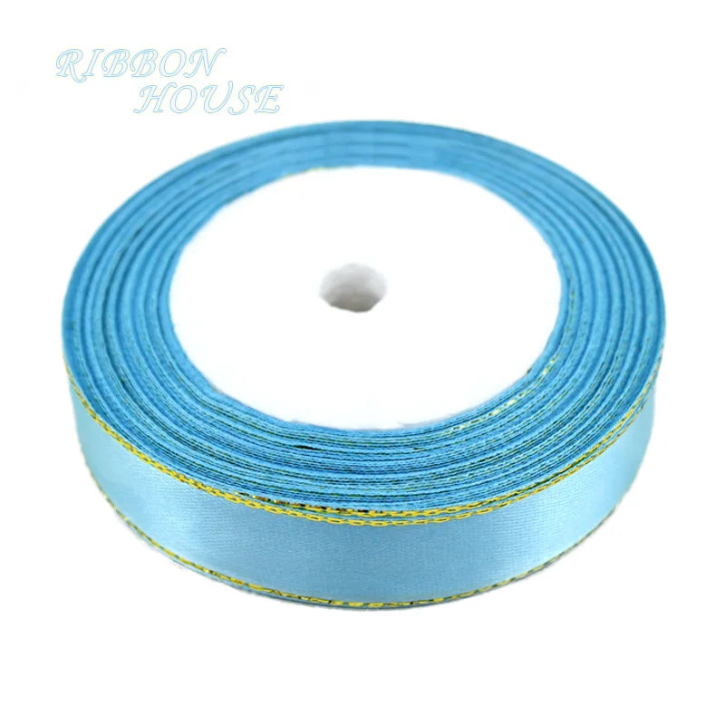 White Satin Ribbon Gold Edge – 25 Yards, 20mm | Gift & Crafts