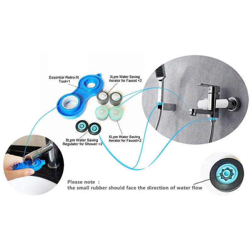 WASOURLF 2-Pack Water Saving Aerator Flow Regulator 6L 8L 9L