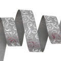 White Silver Hot Stamping Grosgrain Ribbon 25mm – 10 Yards