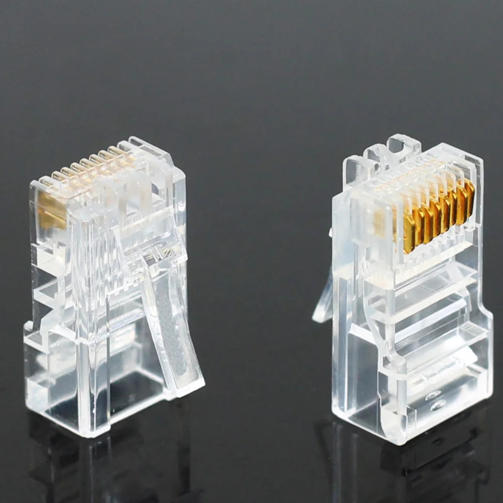 RJ45 Gold-Plated Ethernet Connectors Cat5/Cat5e – 20/50/100 Pack