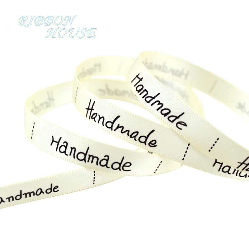 25 Yards 10mm White Printed Satin Ribbon – Gift Wrap & Crafts