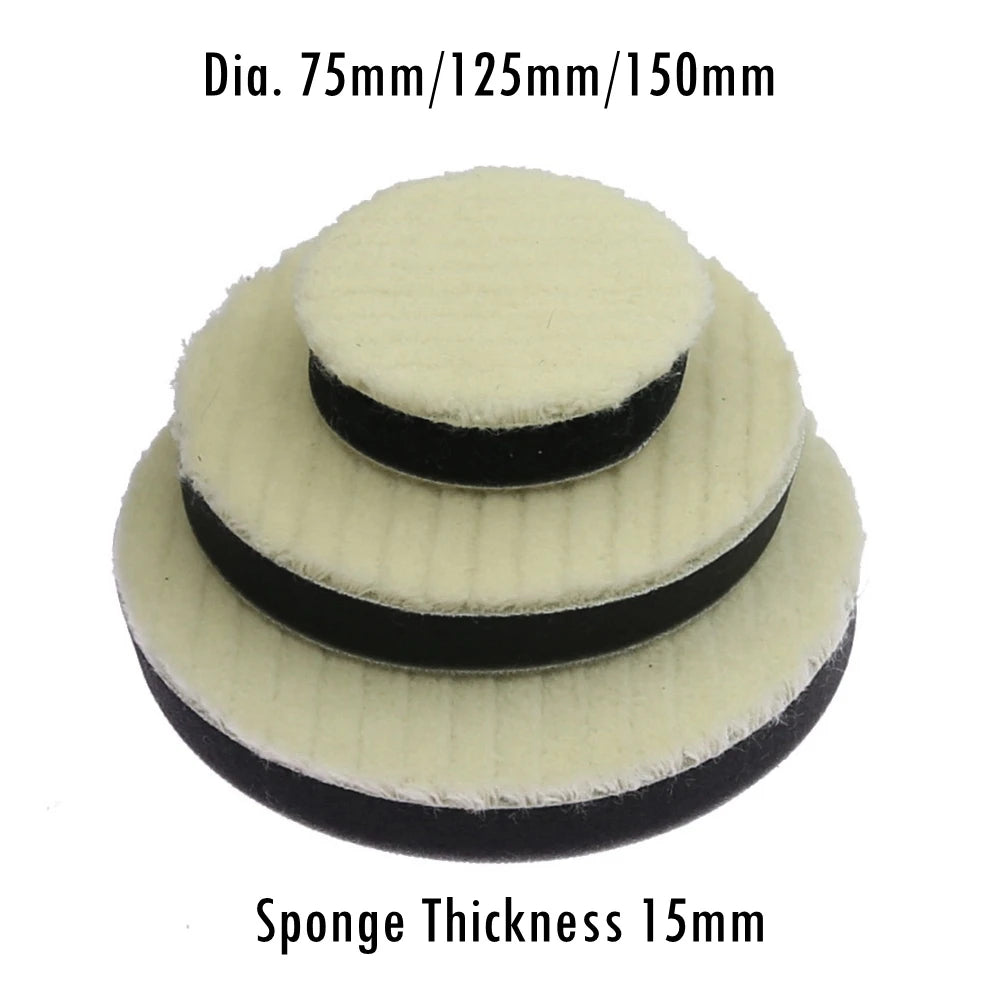 Wool Sponge Polishing Pad – Waxing Wheel 3"/5"/6" Hook & Loop
