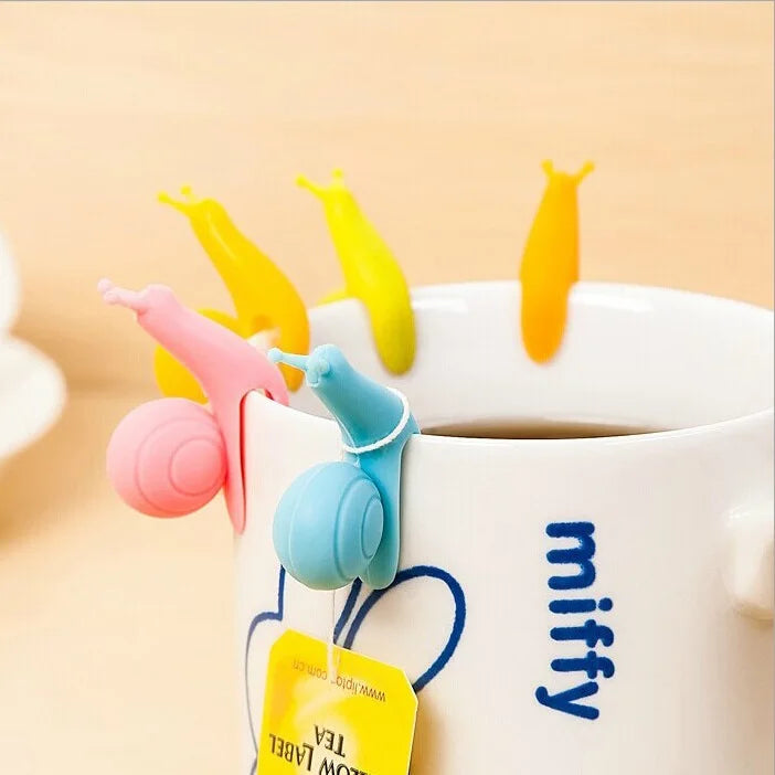 Silicone Snail Tea Bag Clips Set of 5 | Mug Infuser Holders