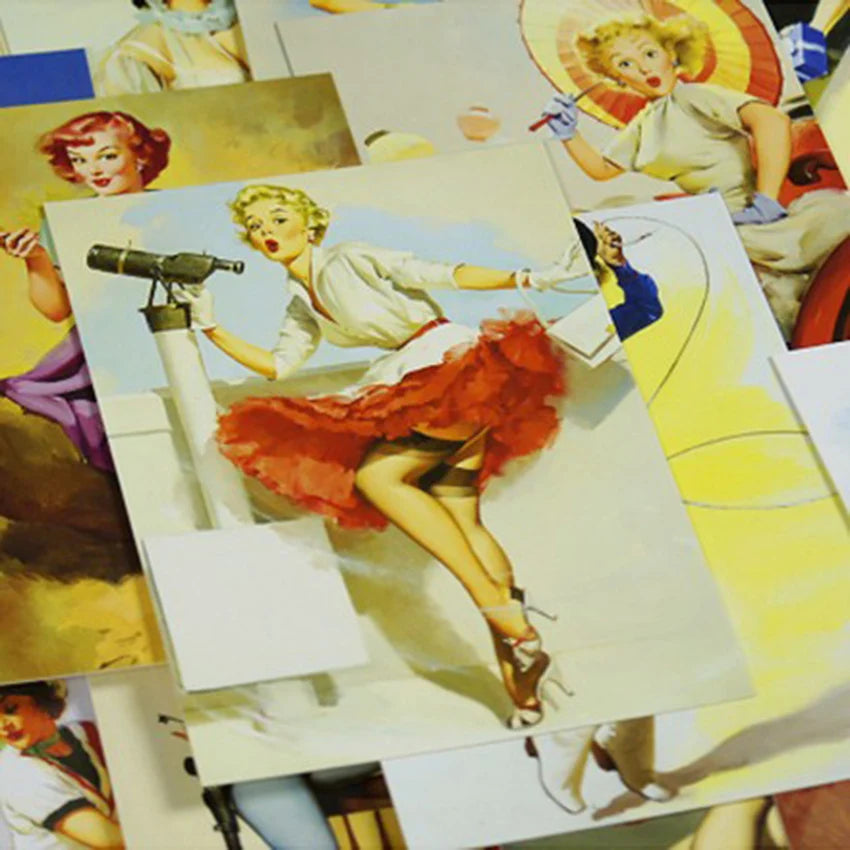 30-Pack Retro Vintage Beauty Girls Illustrator Postcards Set