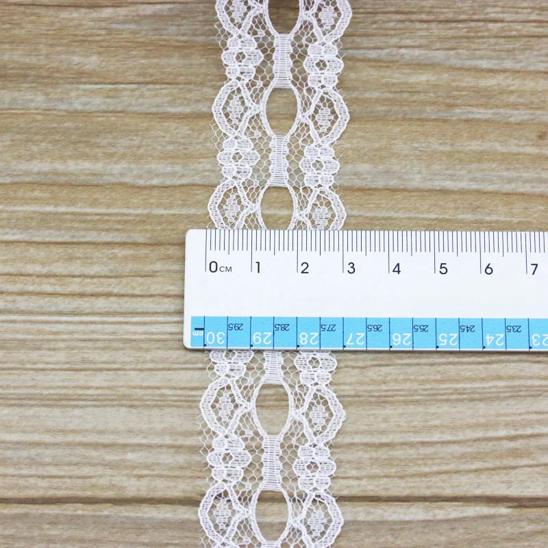30mm White Black Lace Ribbon Trim – 5 Yards Cotton Roll