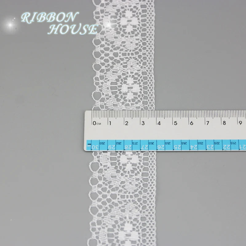 White Lace Ribbon Roll 40mm – 10 Yards Organza Fabric Trim