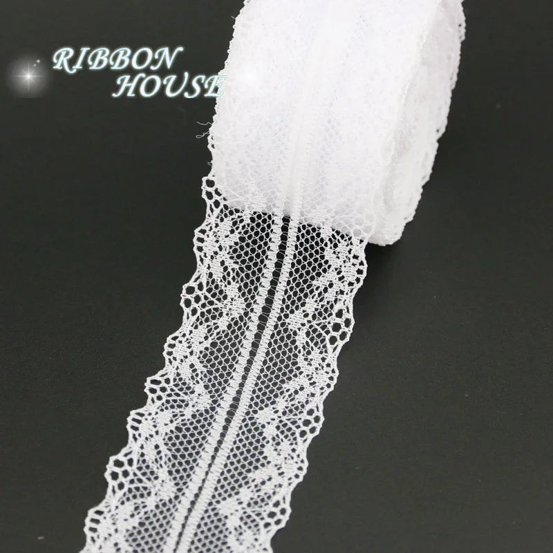 White Cotton Lace Ribbon Trim 5 Yards | 20–40mm Widths